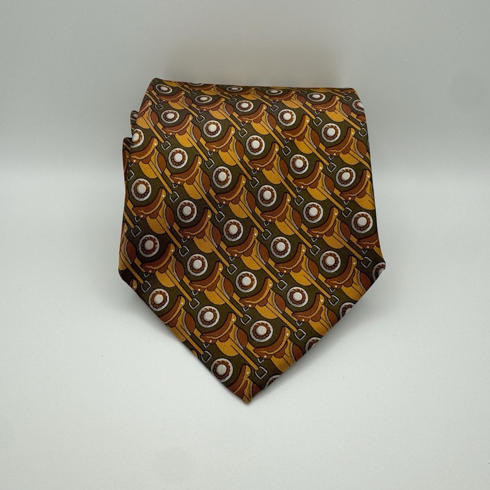 VTG‎ Style Gucci Italy Made Tie Horse Equestrian Theme Saddle - Picture 2 of 7